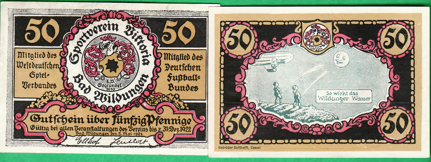 Set 4 Billete Notgeld Aleman 50 Pfennig Arnstadt 1921 
